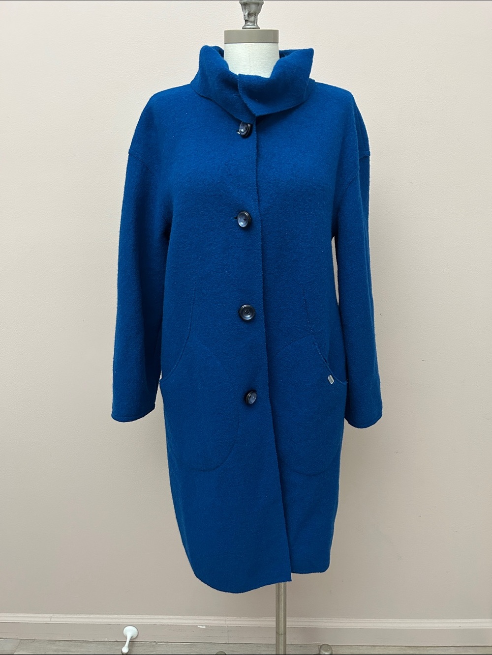 VTG Geiger Austria Women's Cobalt Blue Button-Front Pea Coat size 34 wool